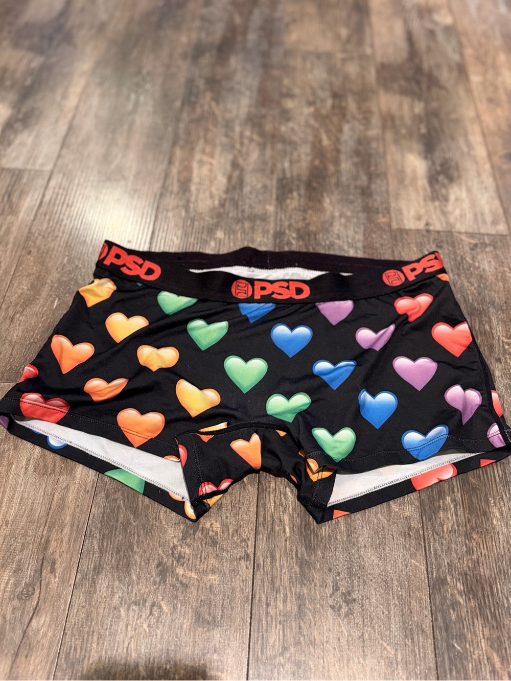 PSD Black Boxer Briefs with Multicolor Heart Print
